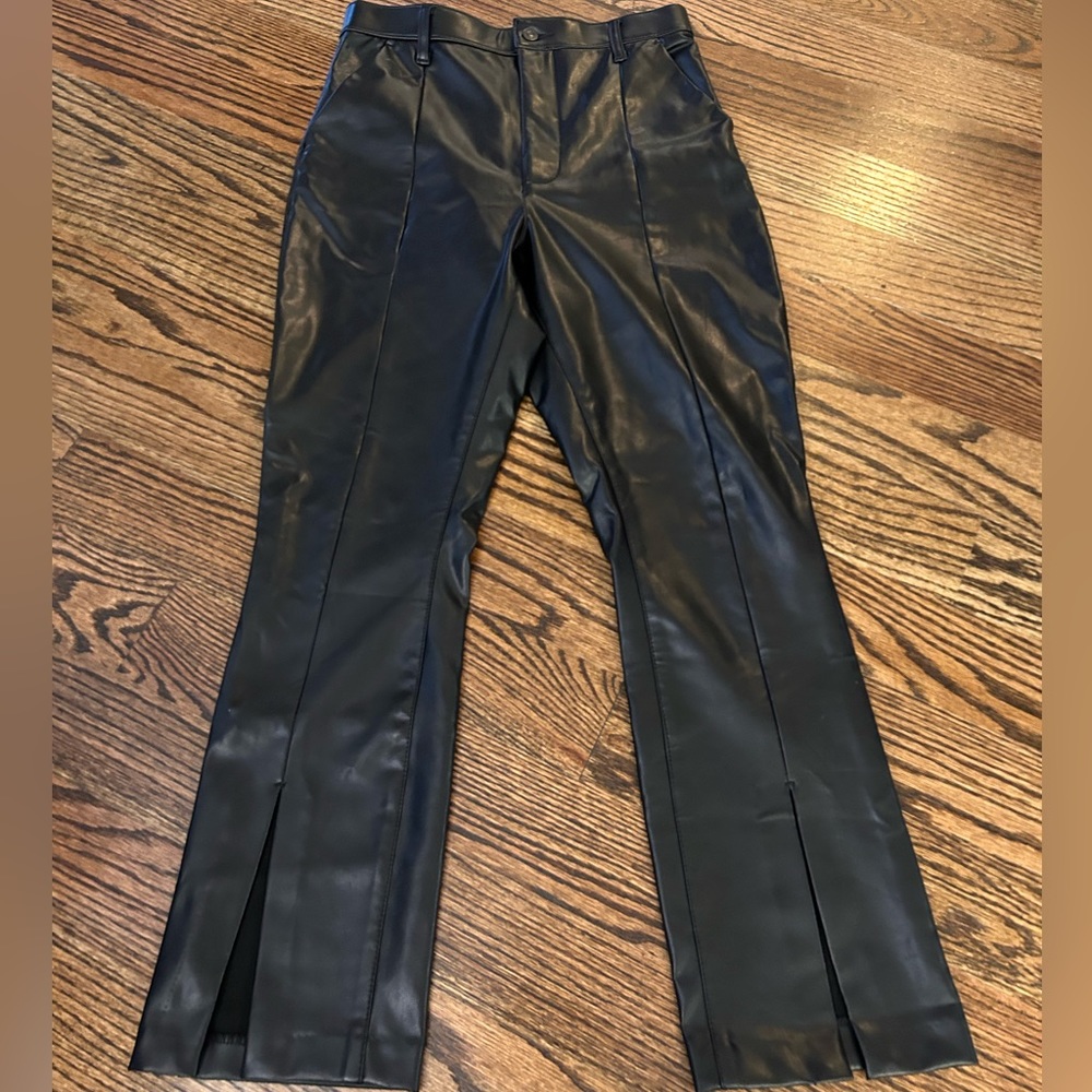 Abercrombie & Fitch Vegan Leather Split-Hem Pant Black 29